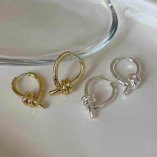小众高级感打结金属耳扣女简约百搭个性 通勤耳环耳饰 独特精致时尚