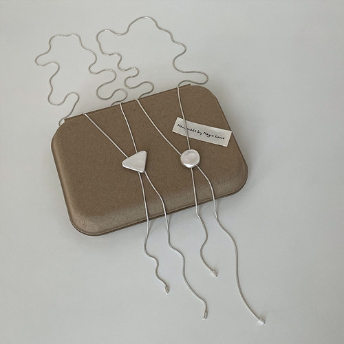 小众简约几何圆形三角形抽拉式长款项链女ins气质百搭颈链毛衣链