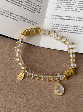 轻奢盘缠透明串珠手链女复古新中式个性优雅时尚潮流百搭手环手饰