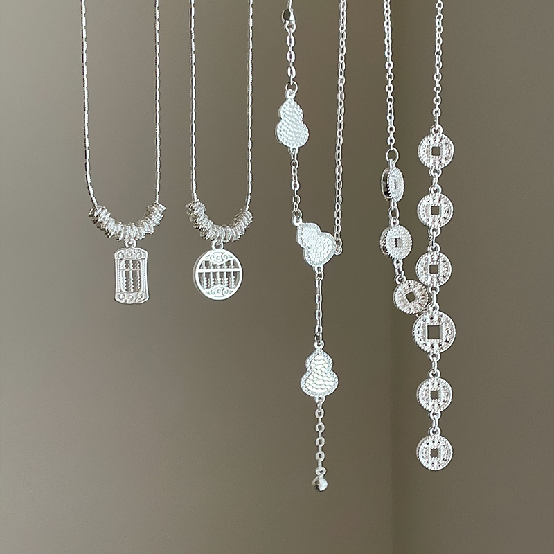 新中式如意算盘葫芦钱币吊坠项链女设计感个性气质时尚颈链锁骨链