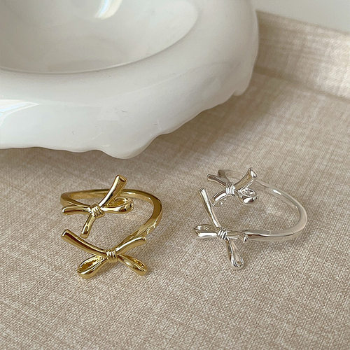 小众设计感蝴蝶结开口戒指女温柔精致个性时尚优雅百搭指环戒子