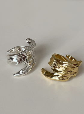 夸张个性不规则线条缠绕宽版戒指女设计感小众时尚潮流指环戒子