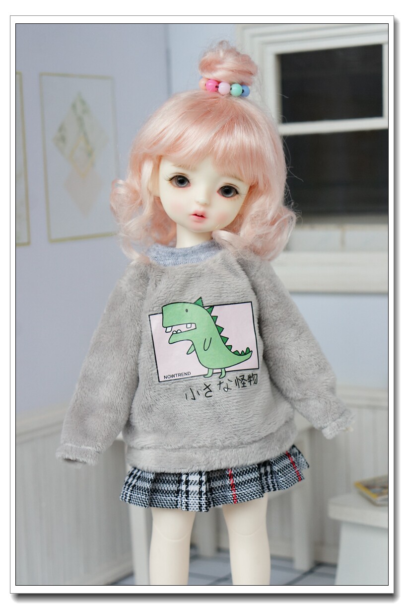现货灰色毛绒小恐龙卫衣bjd1/6分