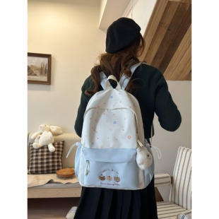 专柜品牌可爱星星双肩包女初高中学生书包大容量高颜值撞色刺绣轻