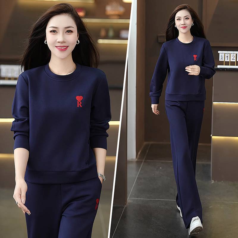 品牌专柜卫衣套装女2025新款春秋款中年妈妈阔腿裤跑步休闲运动两