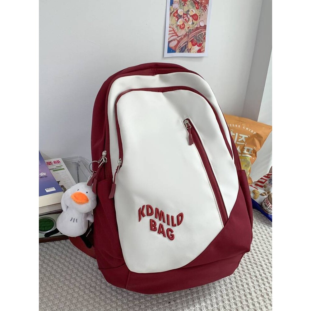 品牌官方拼色书包少女生大学生新款森系高中学生初中生小学生大容