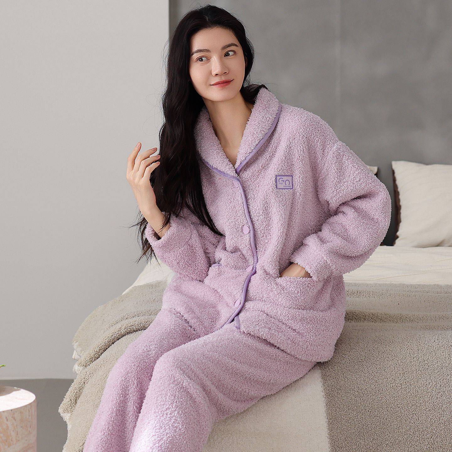 专柜品牌睡衣女士秋冬季2025年新款法兰绒加厚加绒秋冬天甜美风家