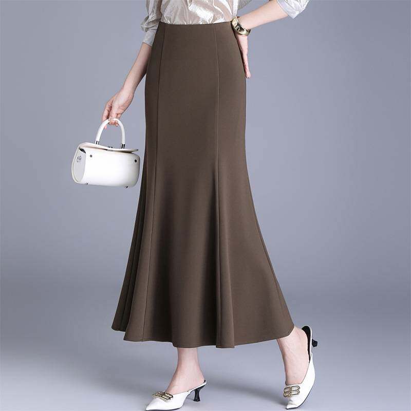 专柜品牌2026修身鱼尾裙半身裙女春秋季新款高腰包臀裙中长裙垂感