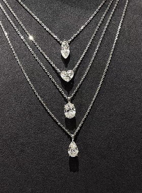 欧美畅销纯银吊坠水滴爱心鸽子蛋莫桑石项链一两克拉女款空托