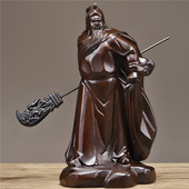 黑檀木雕刻提刀关公像武财神关二爷摆件木制关帝圣君神像客厅招财