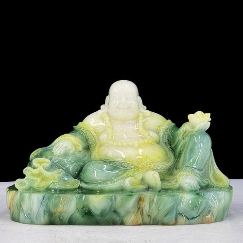 大肚弥勒佛笑佛摆件招财玉石佛中式家用神像客厅玄关乔迁开业礼品
