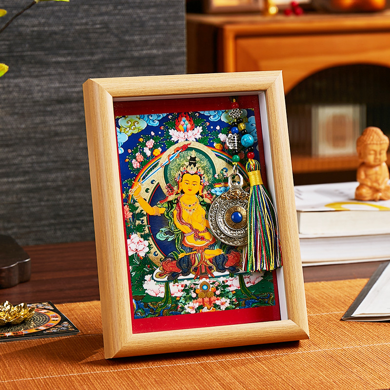 唐卡佛像菩萨画像佛堂书房办公室摆台相框挂画生肖本命佛桌面摆件