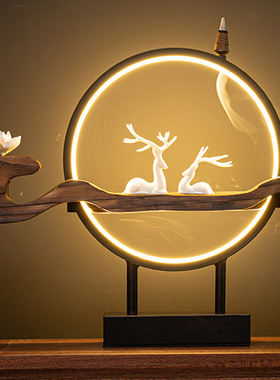 新中式创意瓷白鹿客厅装饰电视柜玄关灯摆件家居软装禅意乔迁送礼