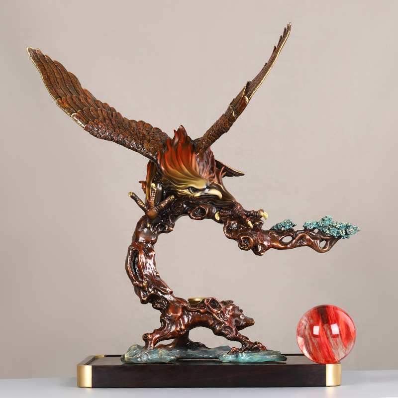 鹏程万里摆件全铜家居客厅办公室桌面装饰品老鹰雄鹰摆件大展宏图