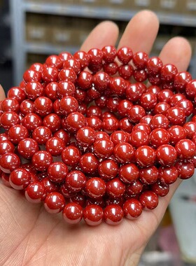 帝王砂朱砂高含量高光手链男女款本命年朱砂手串可出证书直播货源
