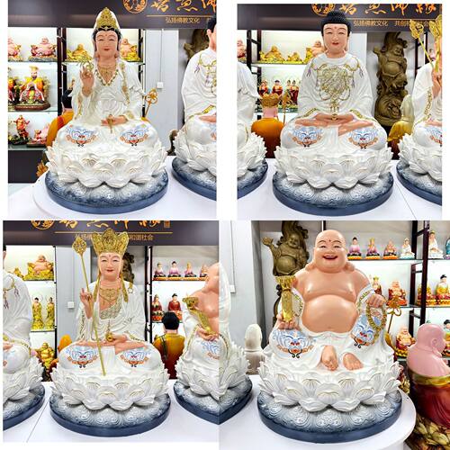 观音佛像供奉娑婆三圣全堂佛释迦牟尼佛树脂地藏王菩萨摆件弥勒佛