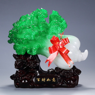 百财如意玉白菜摆件创意家居办公室摆设开业招财促销 团购礼品