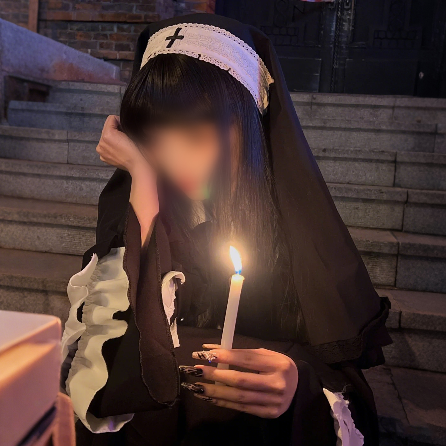 修女头饰帽子松紧带朋克暗黑色哥特式lolita头饰头巾万圣节配饰