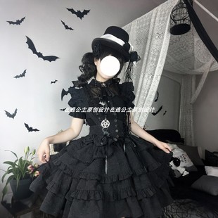 蔷薇序曲sk黑色洛丽塔狗短lo裙暗黑中世纪连衣裙暗影哥特lolita