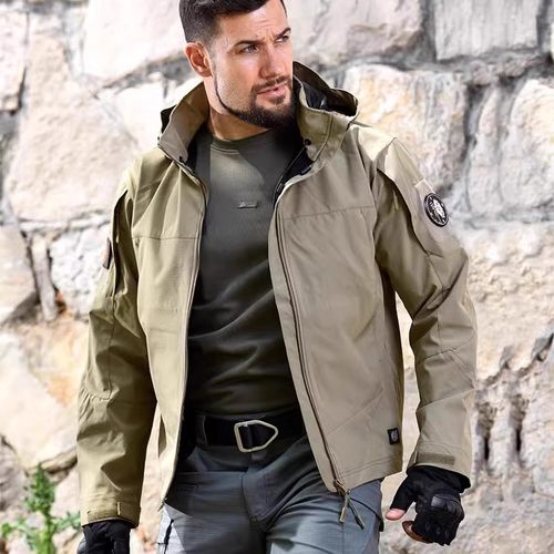 迷彩服外套男加绒防水风衣冲锋衣