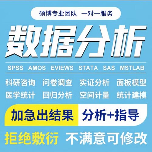 spss数据分析帮做代分析stata处理eviews实证医学问卷统计R代做