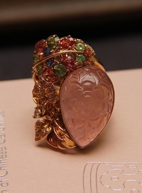 承李李粉晶彩宝时尚个性戒指女