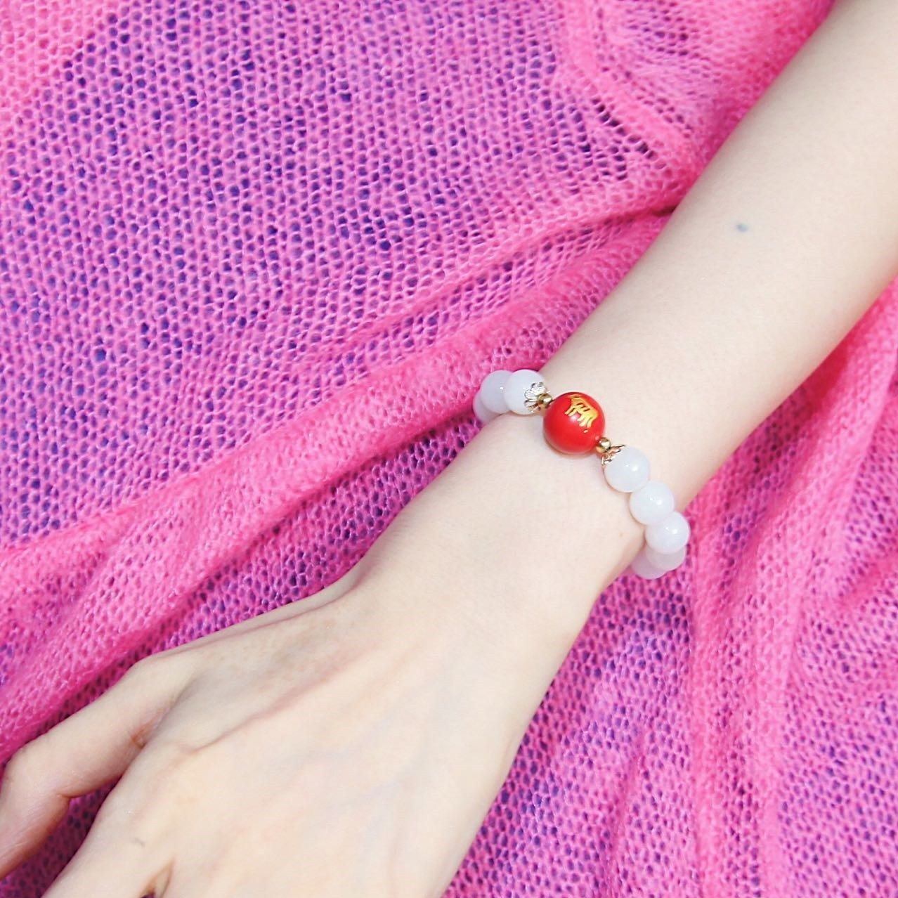 承李李原创设计 朱砂玉髓弥勒佛水晶手链 高级感时尚轻奢小众手串