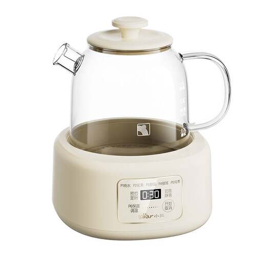 官方小熊全玻璃养生壶YSH-J10P6烧水壶恒温壶热水壶1L容量煮茶0胶
