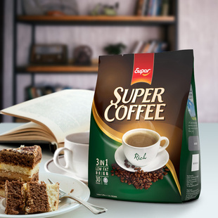 马来西亚进口咖啡super 超级牌咖啡三合一特浓即溶咖啡 540g