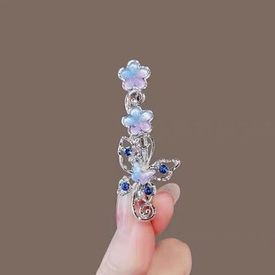 蝴蝶水钻亮晶晶发夹儿童女孩春天发饰学生发卡侧甜辣刘海夹鸭嘴夹