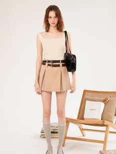 peur中腰A字裙裤 澳洲进口纯羊毛面料百褶双腰袢短裙原创极简小众