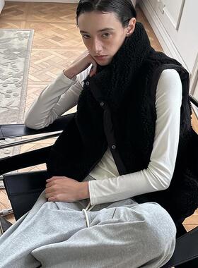 peur合身款双面设计双面可穿羽绒马甲羊羔毛拼三防面料95白鹅绒