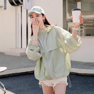 宽松舒适防晒衣女短款轻薄透气夏天外套防晒衫连帽遮阳防晒服