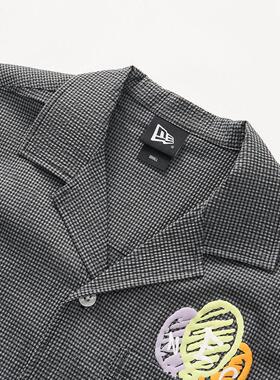 New Era纽亦华新款衬衫NY/LA短袖男女文艺宽松碳灰色翻领13280301