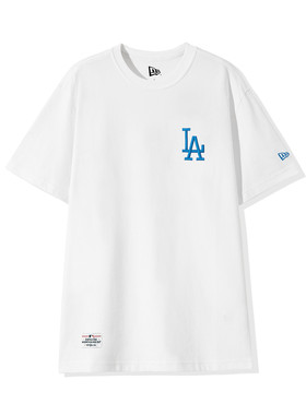 New Era纽亦华LA经典大标男式短袖潮流T恤MLB宽松白色12881378