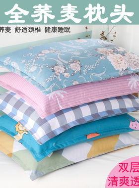 纯荞麦枕头高枕全荞麦皮大人家用单人新款护颈枕纯棉老粗布荞麦壳