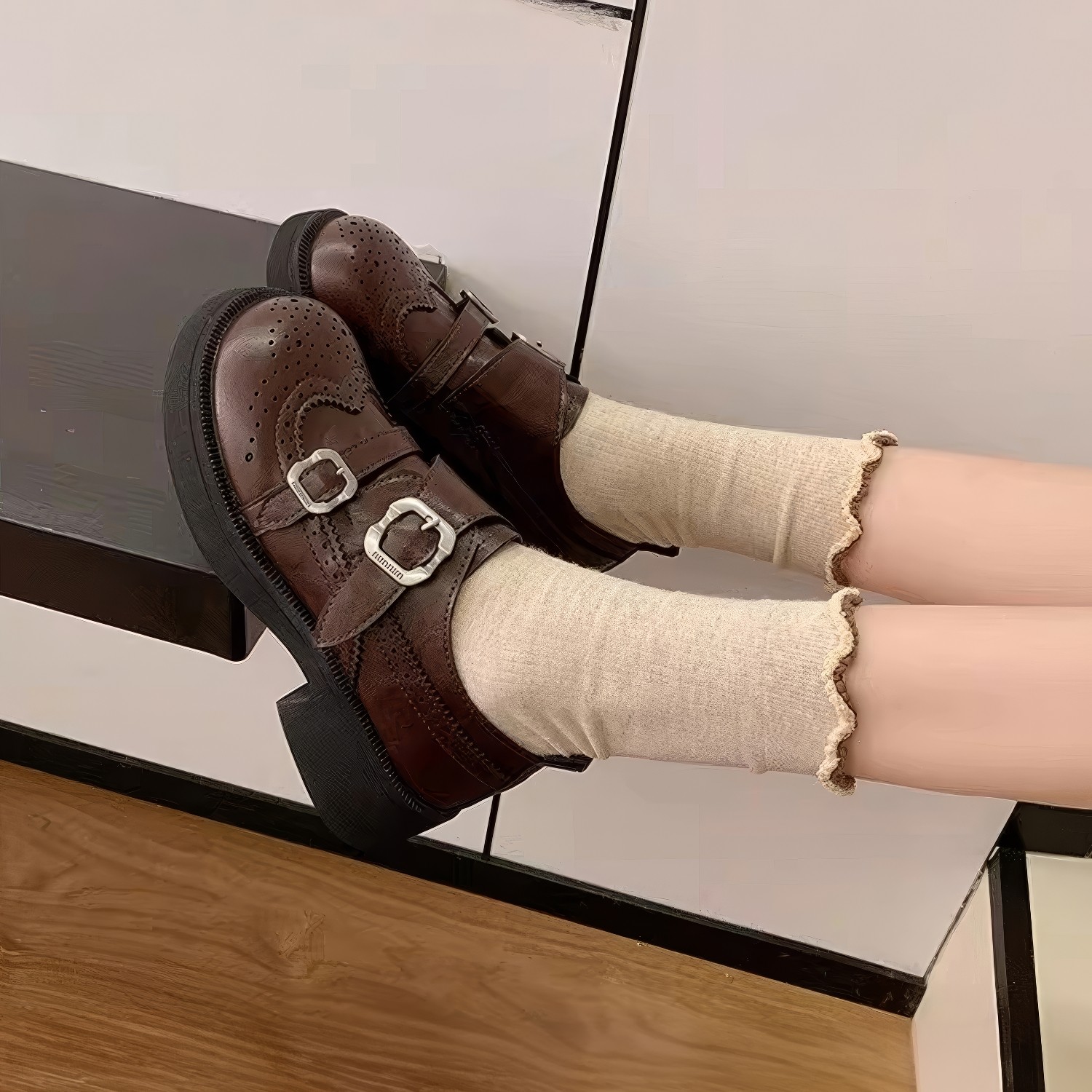 粗跟小皮鞋2026年新款搭扣厚底休闲单鞋英伦风增高显瘦乐福鞋,女鞋,乐福鞋（豆豆鞋）,淘宝优惠券,粉丝福利购,淘宝优惠卷