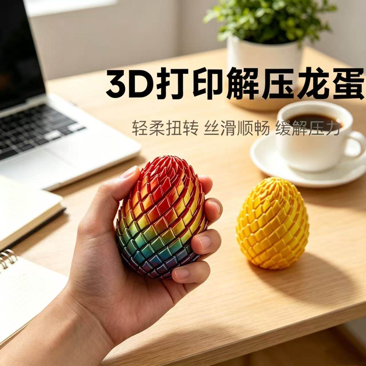 网红新爆款】扭扭龙蛋3D打印创意解压玩具旋转变形伸缩球儿童成人