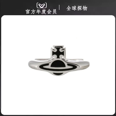 【官网正品】西太后24新款黑烤漆面土星戒指简约大气明星同款