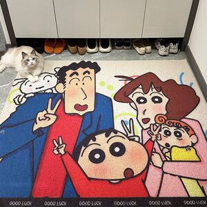 蜡笔小新丝圈地垫卡通进门玄关脚垫入户门蹭土蹭泥垫子可爱地毯