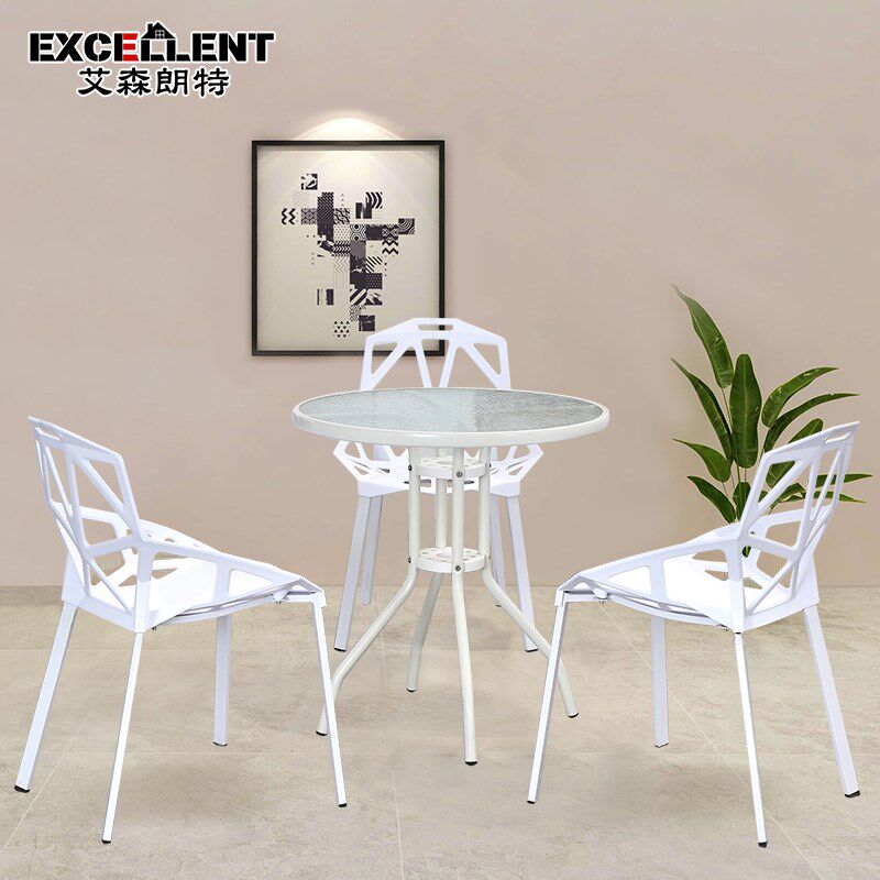 Glass Roundtable Negotiating tables and chairs combination outdoors Small table modern Simplicity Wrought iron tables leisure time Coffee Tablesin the Residential furniture , Tables , Dining table  category - from Buy2taobao.com to provide professional Taobao agent buy service