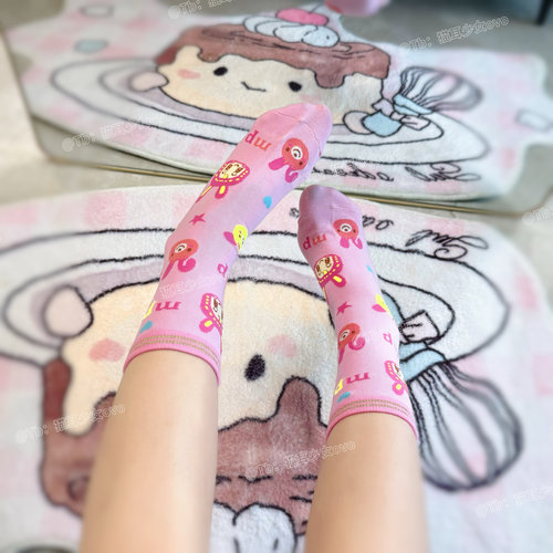 猫耳少女ovo mp袜女儿服袜钢琴家袜子可爱小兔爱心刺绣中筒袜短袜