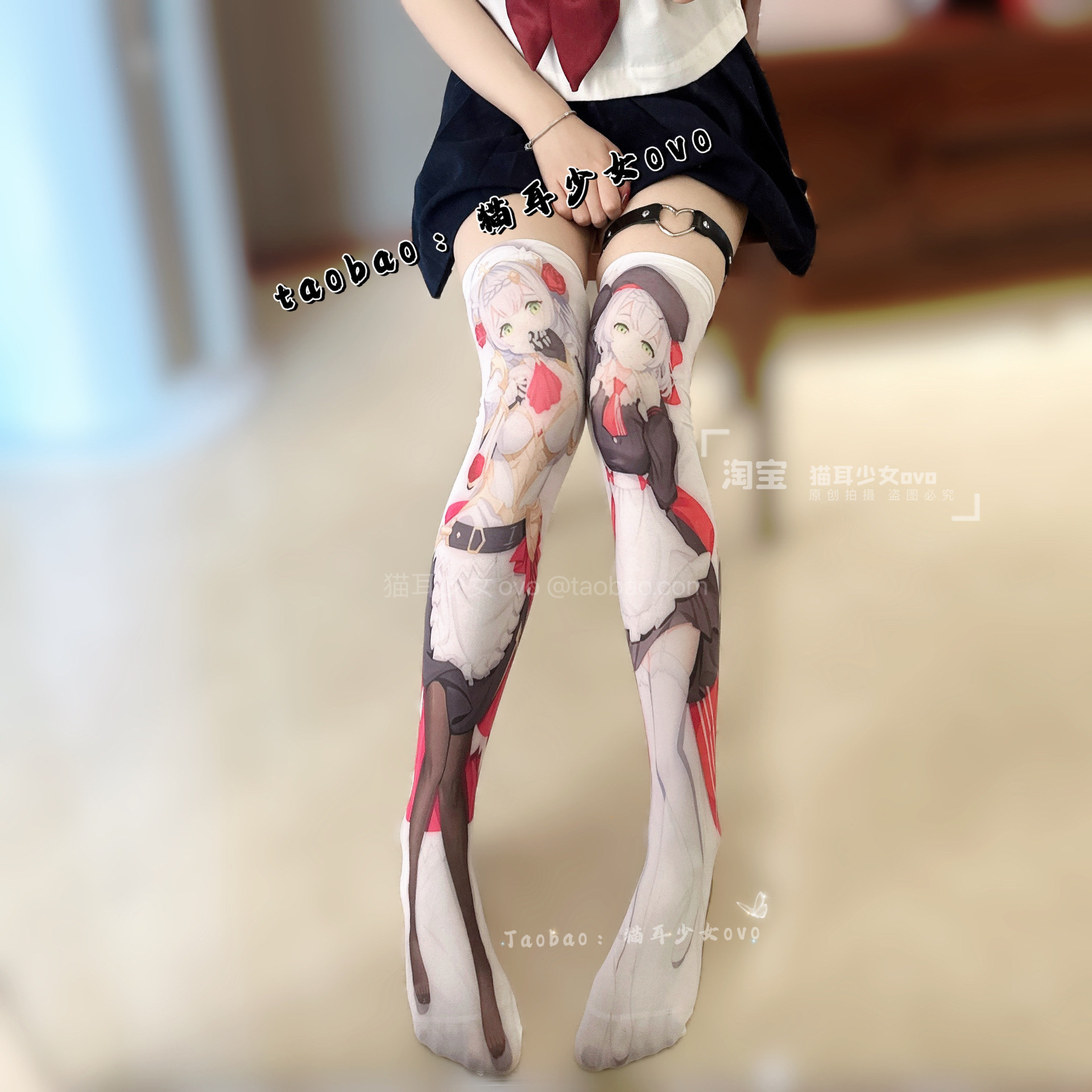 猫耳少女ovo 二次元卡通动漫印花cosplay过膝袜lolita丝袜连裤袜,女士内衣/男士内衣/家居服,长筒袜,淘宝优惠券,粉丝福利购,淘宝优惠卷