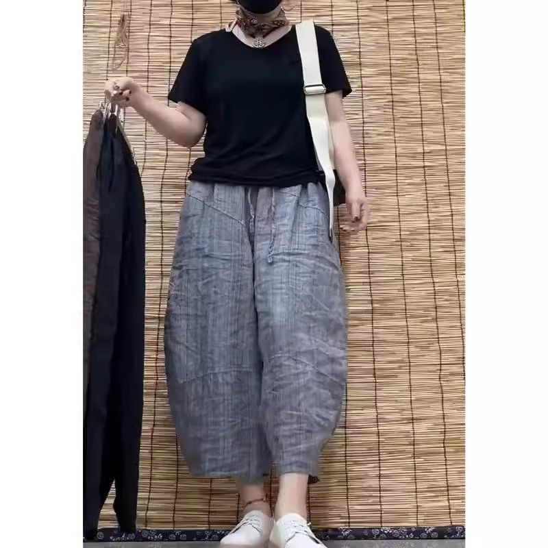 24307大爱美依缘2025夏季新款时尚静版短袖T恤宽松哈伦裤遮肉