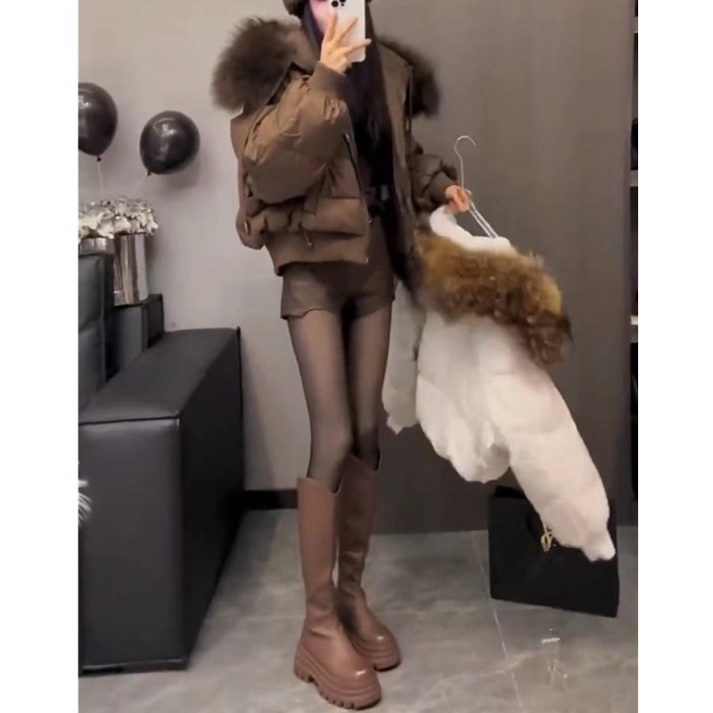 23733大爱美依缘2025冬季新款韩版洋气毛领宽松短款棉服外套时尚