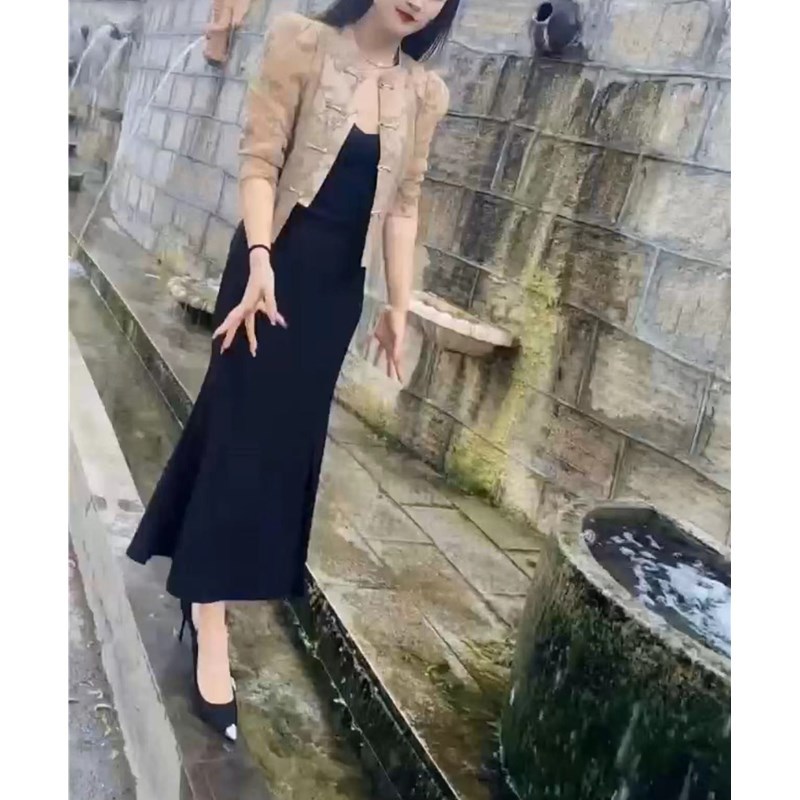 24118大爱美依缘2025夏季新款新中式盘扣外套搭配长款连衣裙女潮