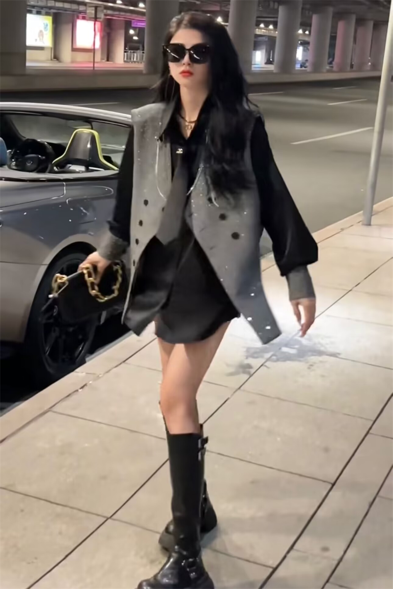 冷淡系女装高级感黑色衬衫西装马甲小个子穿搭一整套又a又飒套装