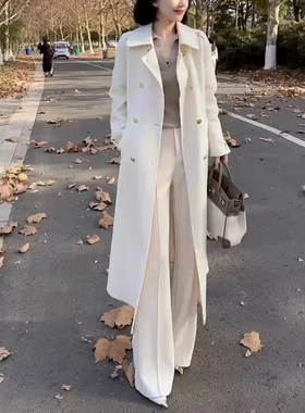 23786大爱美依缘2025新款韩版翻领纯色时尚长款外套高腰阔腿裤女