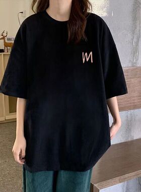 女童夏季纯棉短袖t恤2023新款12岁13中大童15韩范炸街宽松休闲潮M