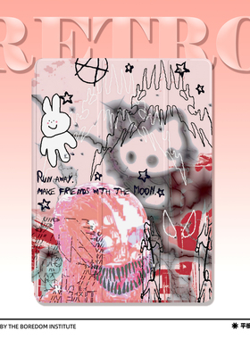 日系插画小众酷恶魔暗黑适用于iPadPro11三折保护壳air4/5/mini6